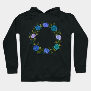 Minhwa: Peony Wreath Blue C Type (Korean traditional/folk art) Hoodie